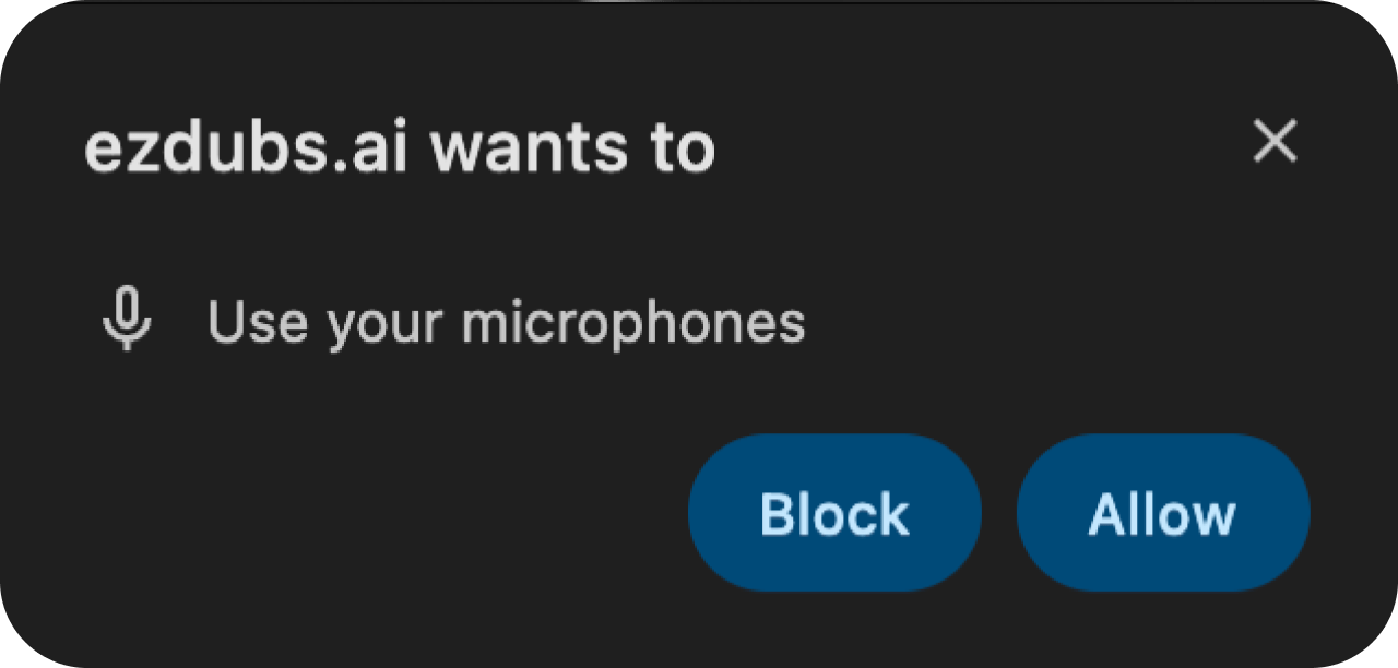 Microphone permission popup